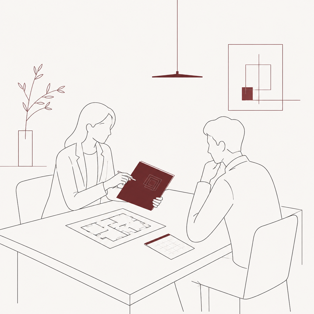Designer and client at an initial project consultation