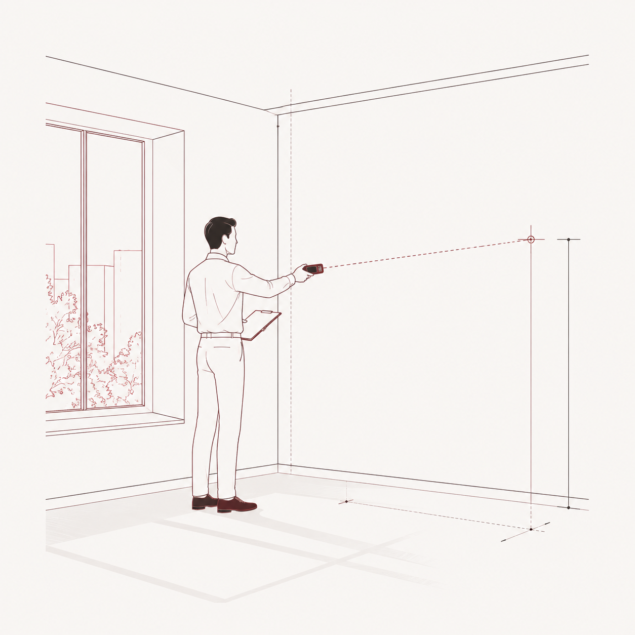 Designer measuring the existing interior on site